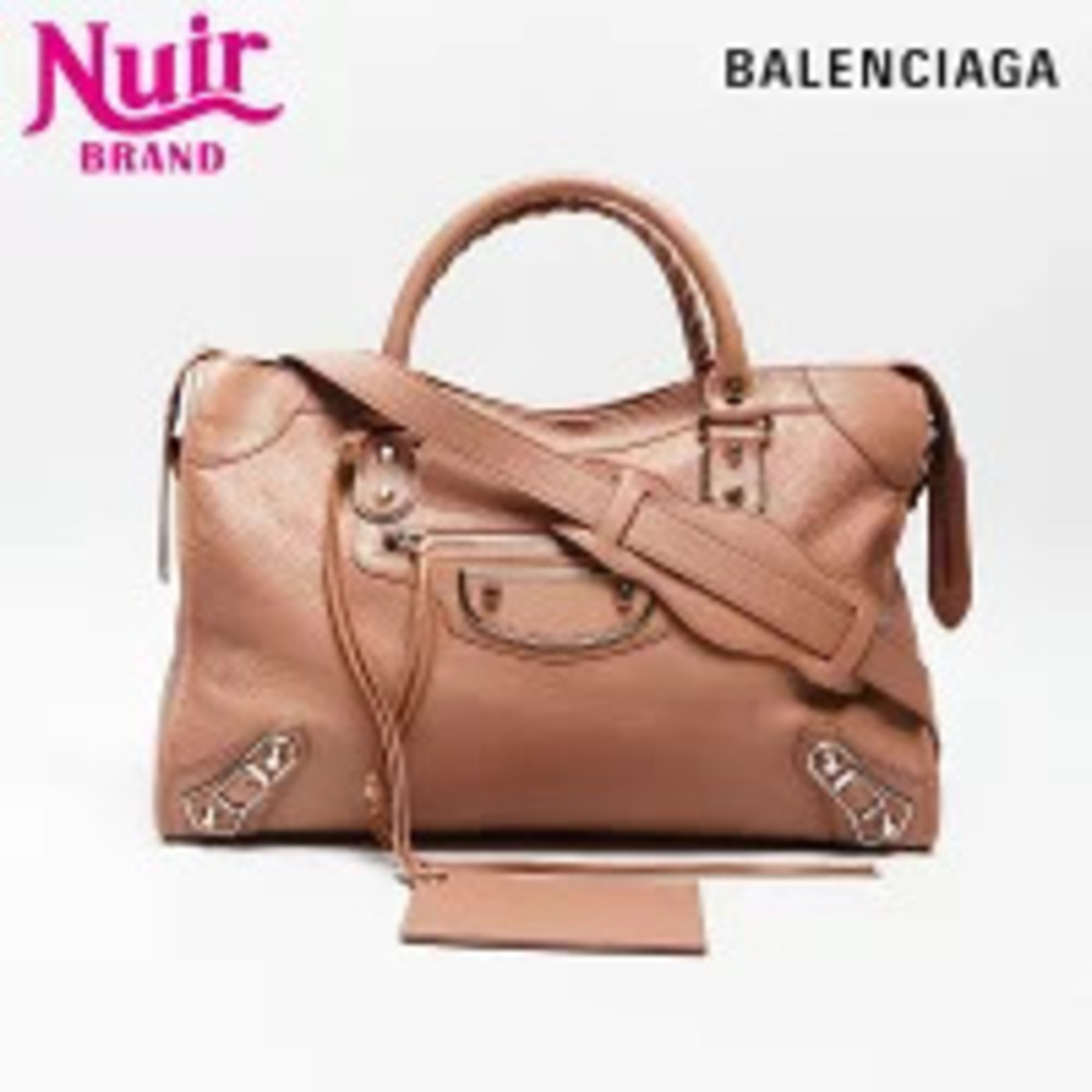 Balenciaga Metallic City Leather Shoulder Bag Pink